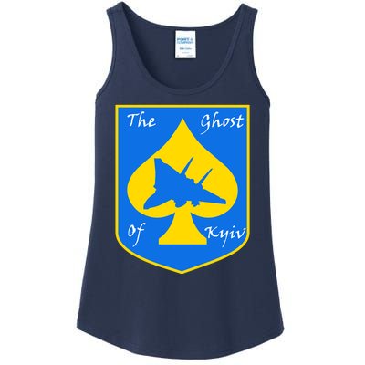 Ghost Of Kyiv Ukraine Fighter Pilot Legend Emblem Ladies Essential Tank