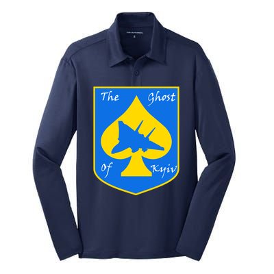 Ghost Of Kyiv Ukraine Fighter Pilot Legend Emblem Silk Touch Performance Long Sleeve Polo