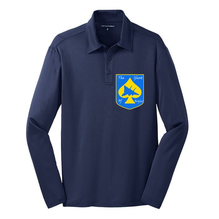 Ghost Of Kyiv Ukraine Fighter Pilot Legend Emblem Silk Touch Performance Long Sleeve Polo