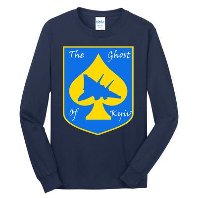 Ghost Of Kyiv Ukraine Fighter Pilot Legend Emblem Tall Long Sleeve T-Shirt