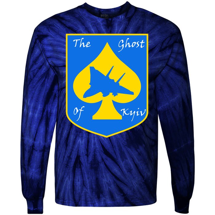 Ghost Of Kyiv Ukraine Fighter Pilot Legend Emblem Tie-Dye Long Sleeve Shirt