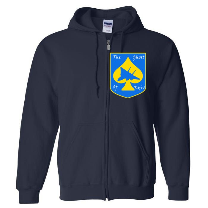 Ghost Of Kyiv Ukraine Fighter Pilot Legend Emblem Full Zip Hoodie