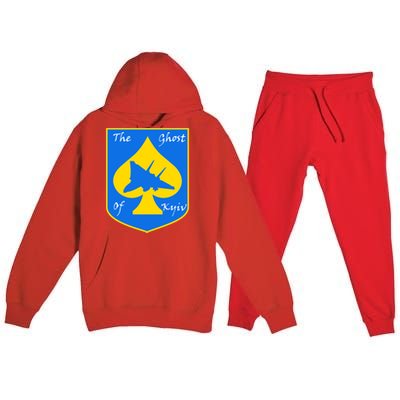 Ghost Of Kyiv Ukraine Fighter Pilot Legend Emblem Premium Hooded Sweatsuit Set