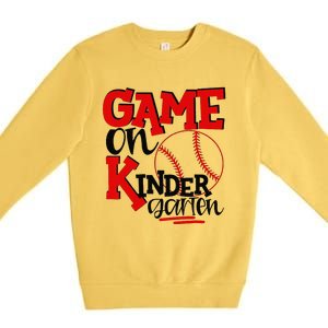 Game On Kindergarten Funny Baseball Back To School Premium Crewneck Sweatshirt