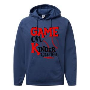 Game On Kindergarten Funny Baseball Back To School Performance Fleece Hoodie