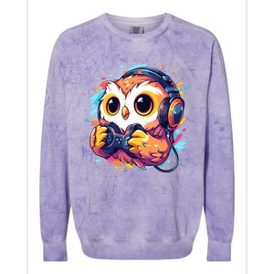 Gamer Owl Kawaii Owl Anime Funny Gaming Cute Owl Video Gamer Colorblast Crewneck Sweatshirt