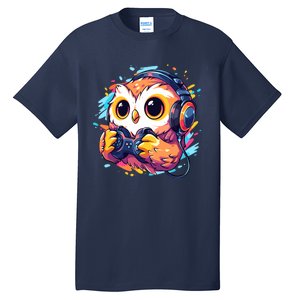 Gamer Owl Kawaii Owl Anime Funny Gaming Cute Owl Video Gamer Tall T-Shirt