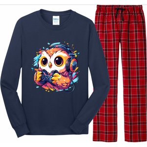 Gamer Owl Kawaii Owl Anime Funny Gaming Cute Owl Video Gamer Long Sleeve Pajama Set