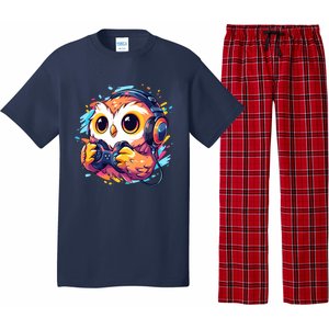 Gamer Owl Kawaii Owl Anime Funny Gaming Cute Owl Video Gamer Pajama Set