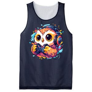 Gamer Owl Kawaii Owl Anime Funny Gaming Cute Owl Video Gamer Mesh Reversible Basketball Jersey Tank