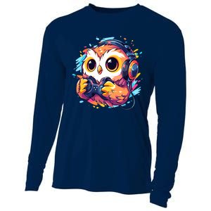 Gamer Owl Kawaii Owl Anime Funny Gaming Cute Owl Video Gamer Cooling Performance Long Sleeve Crew