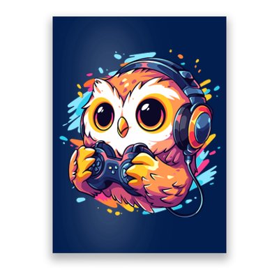 Gamer Owl Kawaii Owl Anime Funny Gaming Cute Owl Video Gamer Poster