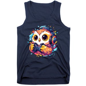 Gamer Owl Kawaii Owl Anime Funny Gaming Cute Owl Video Gamer Tank Top