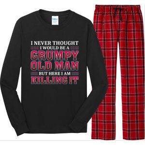 Grumpy Old Killing It Funny Grandpa Gift Long Sleeve Pajama Set