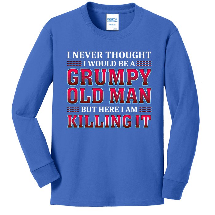 Grumpy Old Killing It Funny Grandpa Gift Kids Long Sleeve Shirt