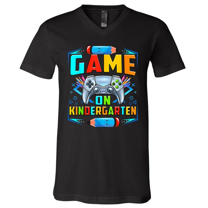 Game On Kindergarten Funny Back To School Video Games Boy V-Neck T-Shirt