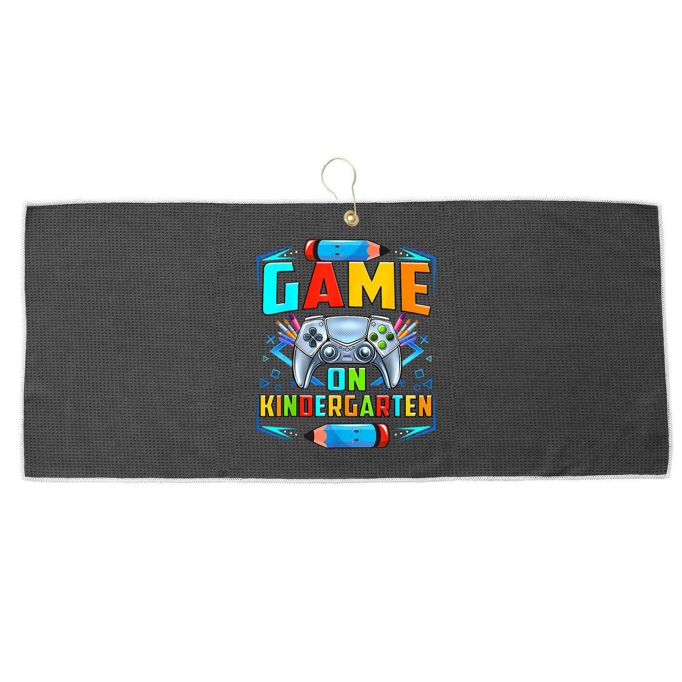 Game On Kindergarten Funny Back To School Video Games Boy Large Microfiber Waffle Golf Towel