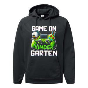 Game On Kindergarten Back To School Funny Gamer Performance Fleece Hoodie