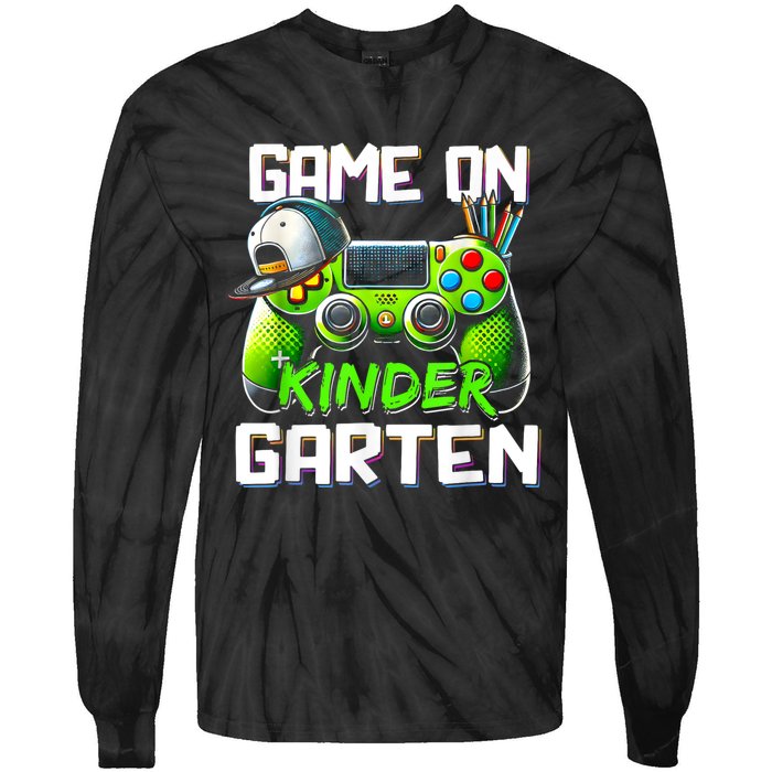 Game On Kindergarten Back To School Funny Gamer Tie-Dye Long Sleeve Shirt