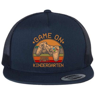 Game On Kindergarten Back To School Gamer Funny Funny Gift Flat Bill Trucker Hat