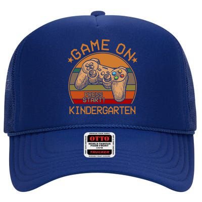 Game On Kindergarten Back To School Gamer Funny Funny Gift High Crown Mesh Back Trucker Hat