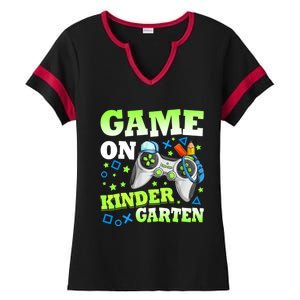 Game On Kindergarten Back To School Gamer Video Games Funny Gift Ladies Halftime Notch Neck Tee