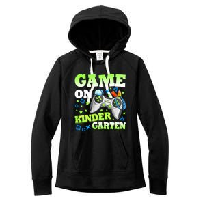 Game On Kindergarten Back To School Gamer Video Games Funny Gift Women's Fleece Hoodie