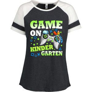 Game On Kindergarten Back To School Gamer Video Games Funny Gift Enza Ladies Jersey Colorblock Tee