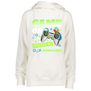 Game On Kindergarten Back To School Gamer Video Games Funny Gift Womens Funnel Neck Pullover Hood