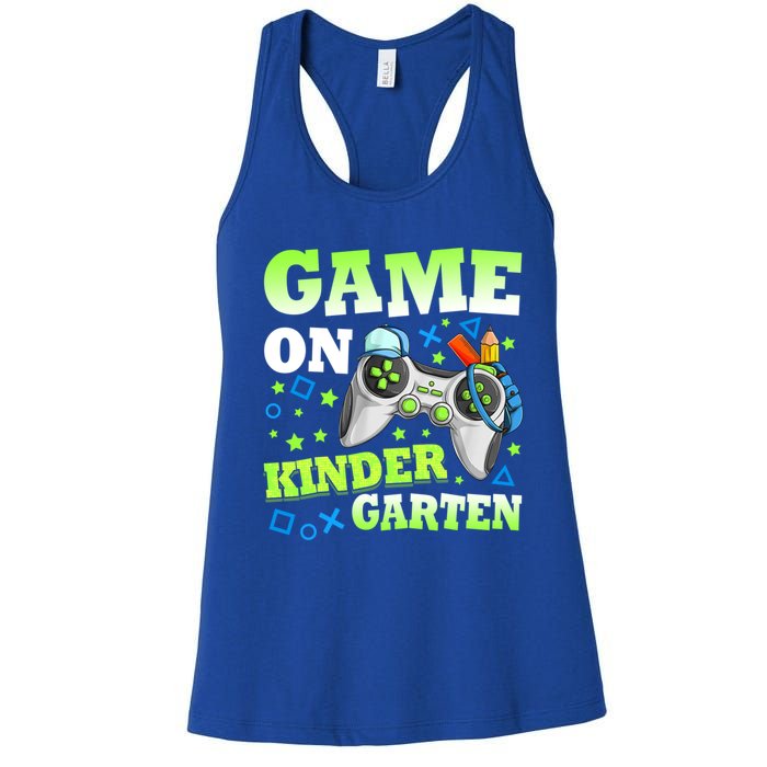 Game On Kindergarten Back To School Gamer Video Games Funny Gift Women's Racerback Tank