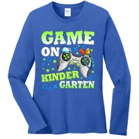 Game On Kindergarten Back To School Gamer Video Games Funny Gift Ladies Long Sleeve Shirt