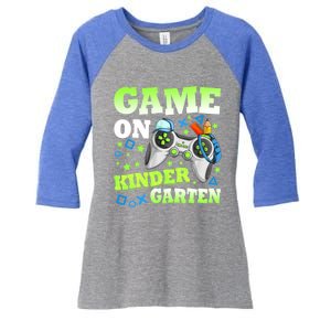 Game On Kindergarten Back To School Gamer Video Games Funny Gift Women's Tri-Blend 3/4-Sleeve Raglan Shirt