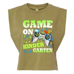 Game On Kindergarten Back To School Gamer Video Games Funny Gift Garment-Dyed Women's Muscle Tee