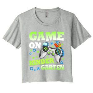 Game On Kindergarten Back To School Gamer Video Games Funny Gift Women's Crop Top Tee