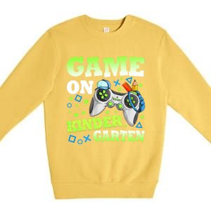 Game On Kindergarten Back To School Gamer Video Games Gift Premium Crewneck Sweatshirt