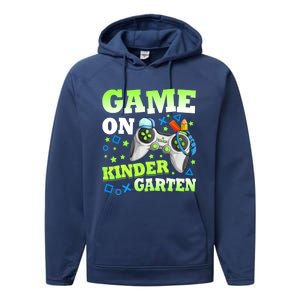 Game On Kindergarten Back To School Gamer Video Games Gift Performance Fleece Hoodie