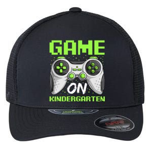 Game On Kindergarten Gift Back To School Video Gamer Gift Flexfit Unipanel Trucker Cap