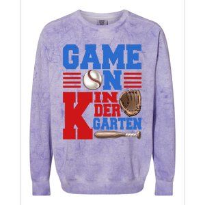 Game On Kindergarten Fun Baseball Player First Day Of School Gift Colorblast Crewneck Sweatshirt