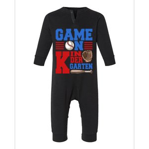 Game On Kindergarten Fun Baseball Player First Day Of School Gift Infant Fleece One Piece