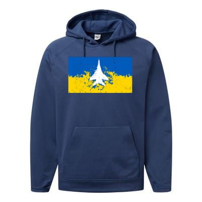 Ghost Of Kyiv Ukraine Flag Performance Fleece Hoodie