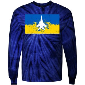 Ghost Of Kyiv Ukraine Flag Tie-Dye Long Sleeve Shirt