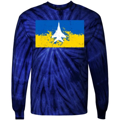 Ghost Of Kyiv Ukraine Flag Tie-Dye Long Sleeve Shirt