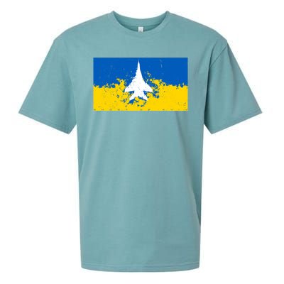 Ghost Of Kyiv Ukraine Flag Sueded Cloud Jersey T-Shirt