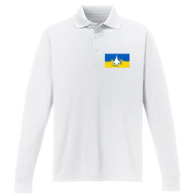 Ghost Of Kyiv Ukraine Flag Performance Long Sleeve Polo