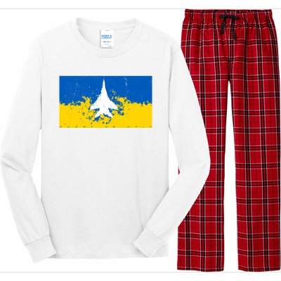 Ghost Of Kyiv Ukraine Flag Long Sleeve Pajama Set