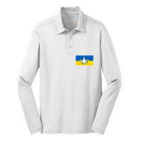 Ghost Of Kyiv Ukraine Flag Silk Touch Performance Long Sleeve Polo