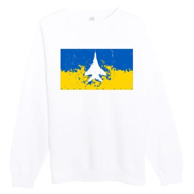 Ghost Of Kyiv Ukraine Flag Premium Crewneck Sweatshirt