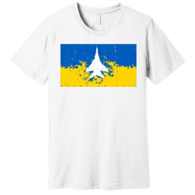 Ghost Of Kyiv Ukraine Flag Premium T-Shirt