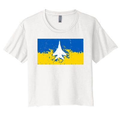 Ghost Of Kyiv Ukraine Flag Women's Crop Top Tee