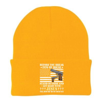 Gun Owner Lover Before You Break Into My House Jesus Gift Knit Cap Winter Beanie